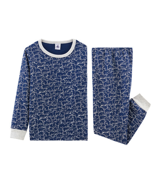 Pigiama bambino in molleton blu MAJOR/bianco MARSHMALLOW