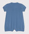 Tutina corta bebè in cotone traforato blu BEACH