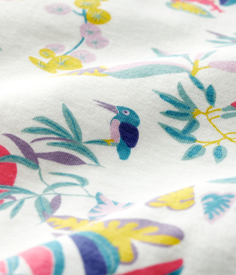 Tutina con cerniera beb&eacute; femmina in tubique bianco/multicolore