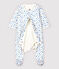Body-pigiama fantasia barche bebè in tubique in cotone biologico bianco MARSHMALLOW/blu COOL
