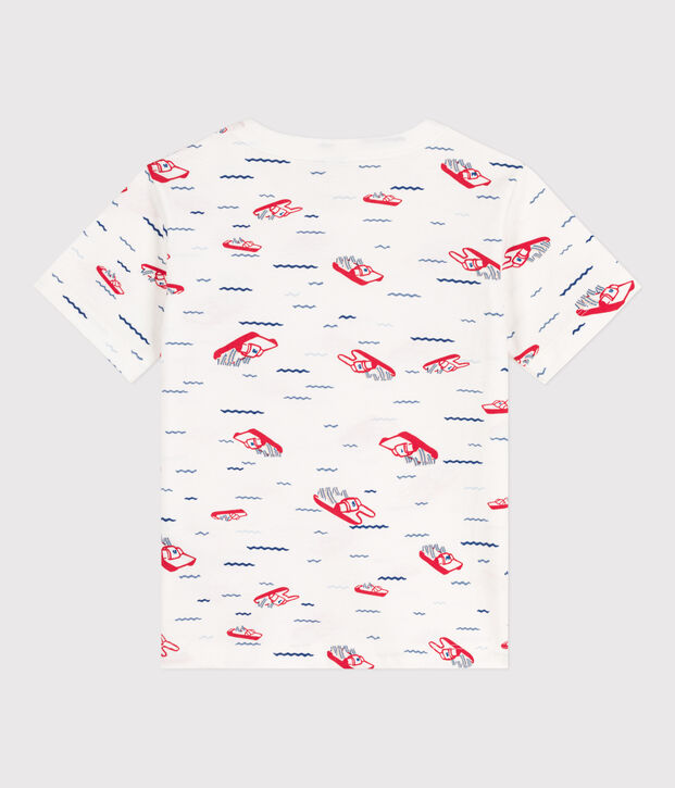 T-shirt bambino maniche corte con stampa bianco/multicolore