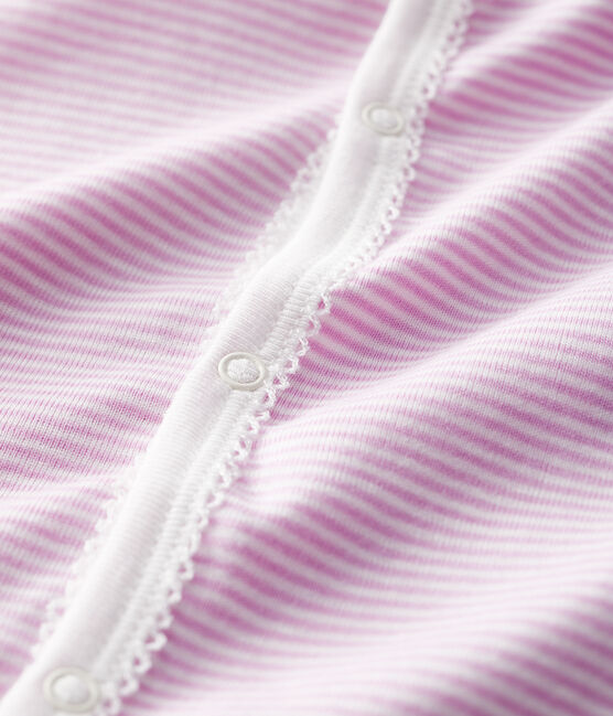 Tutina pigiama senza piedi bebè a righe rosa in cotone e lyocell rosa BOHEME/bianco MARSHMALLOW