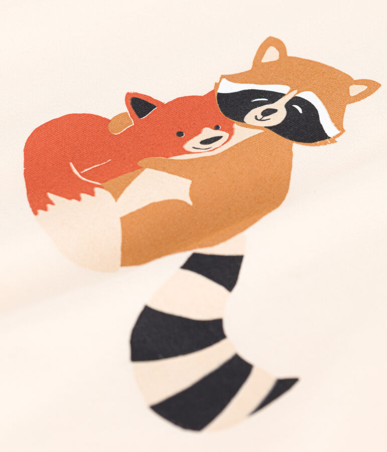 T-shirt a maniche corte in jersey sottile neonato ecru/verde