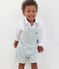 Salopette corta in cotone a righe neonato bianco MARSHMALLOW/blu BRUT