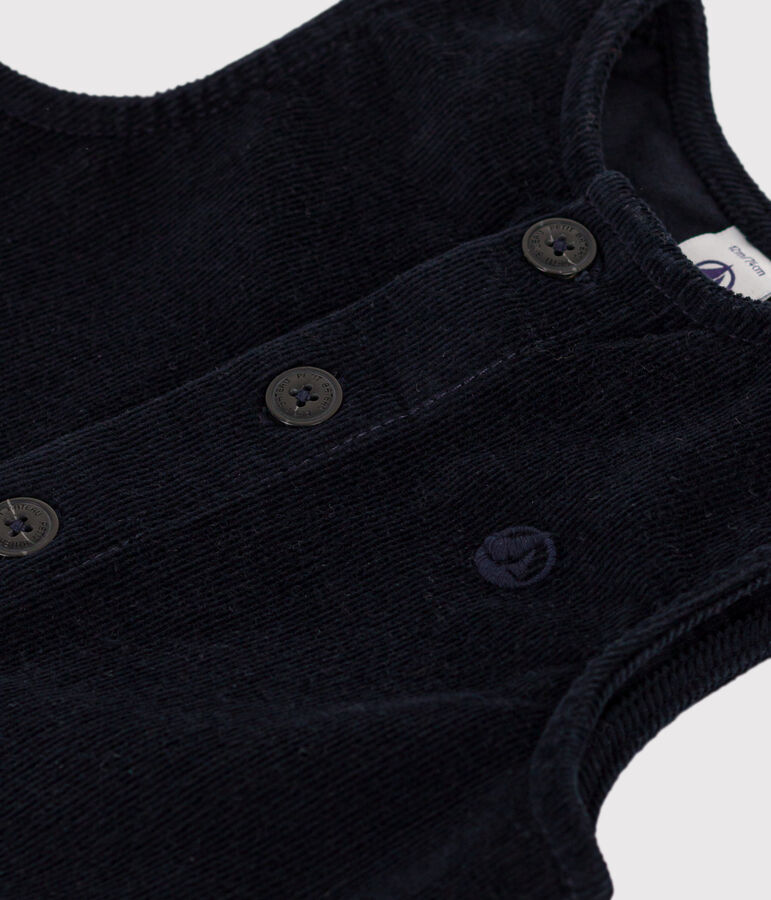 Tutina smanicata in velluto a costine per beb&egrave; blu SMOKING