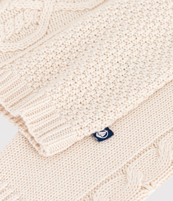 Maglione in misto lana e cotone tinta unita a trecce donna ecru AVALANCHE