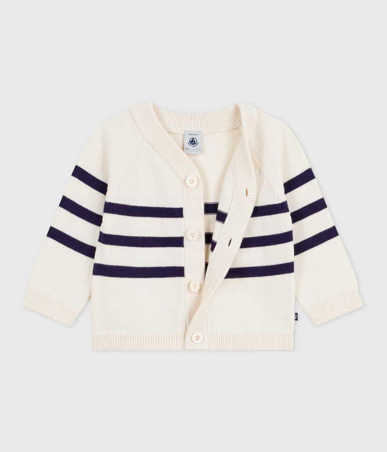 Cardigan in cotone a righe neonato blu/blu
