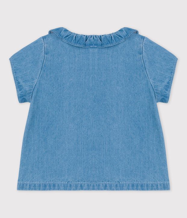 Blusa beb&egrave; in denim leggero biologico blu