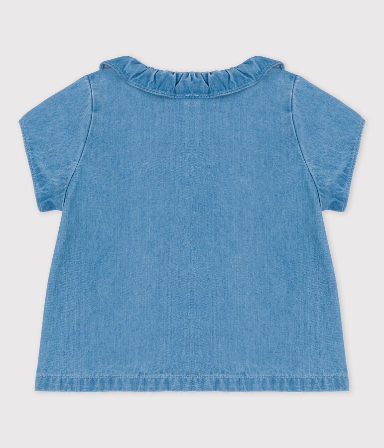 Blusa beb&egrave; in denim leggero biologico blu
