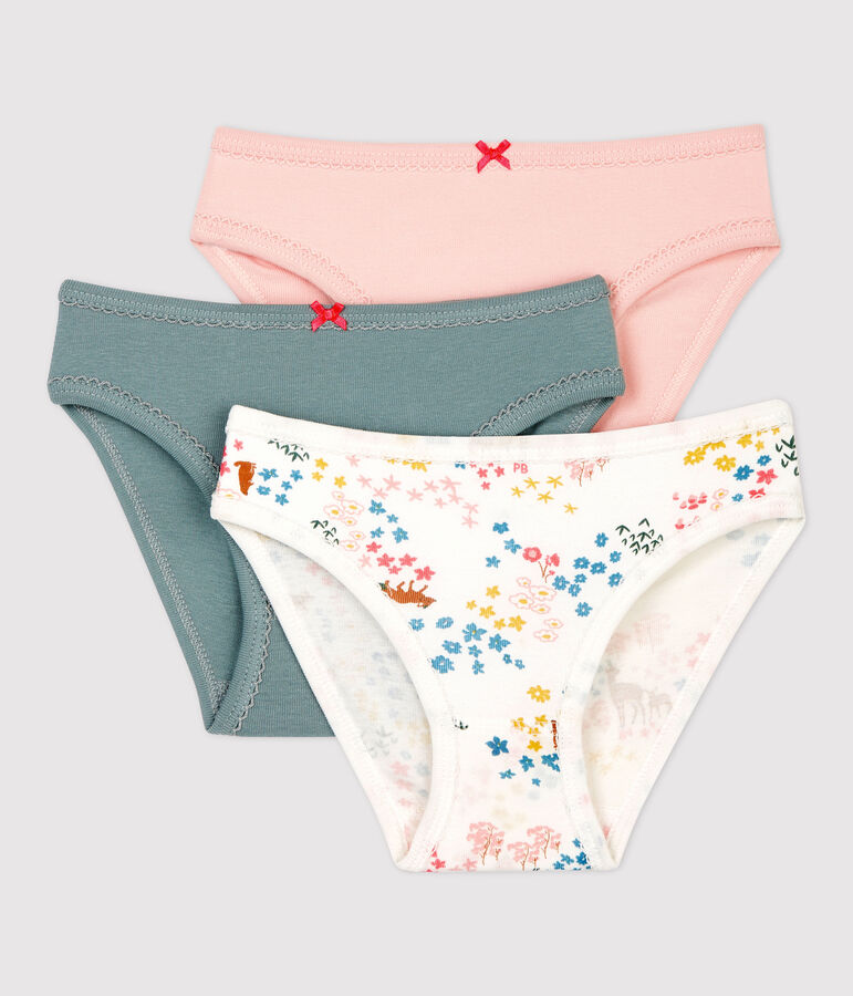 Confezione da 3 slip bambina in cotone biologico multicolore