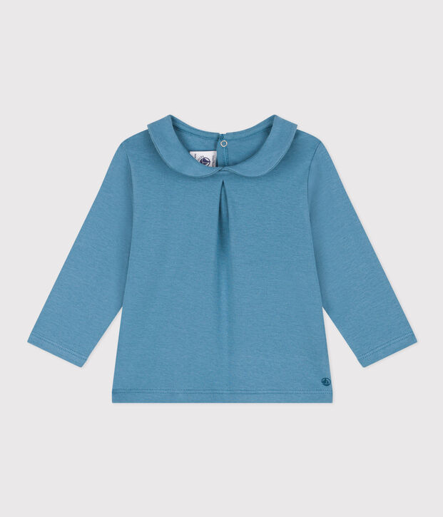 Blusa a maniche lunghe in cotone per beb&egrave; blu