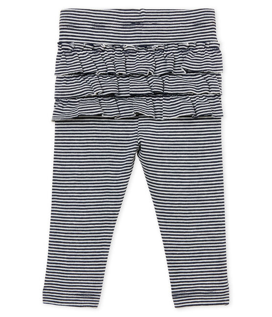 Legging bebè bambina millerighe blu SMOKING/bianco MARSHMALLOW