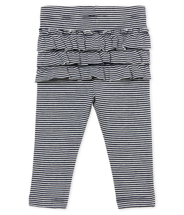 Legging beb&egrave; bambina millerighe blu/bianco