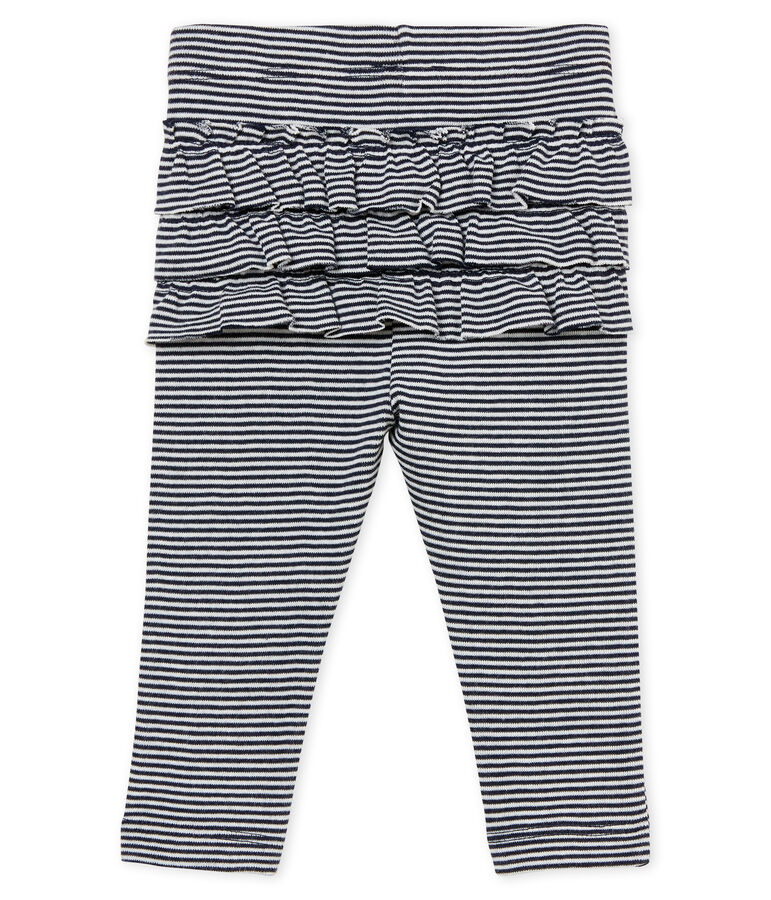 Legging beb&egrave; bambina millerighe blu/bianco