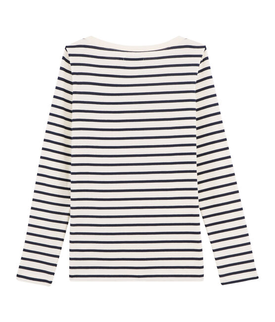 T-shirt marinière donna beige COQUILLE/blu SMOKING
