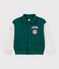 Giacca stile teddy in cotone color block bambino verde/beige
