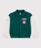 Giacca stile teddy in cotone color block bambino verde/beige