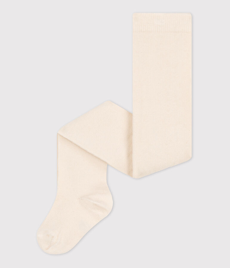 Collant b&eacute;b&eacute; tinta unita in cotone ecru AVALANCHE