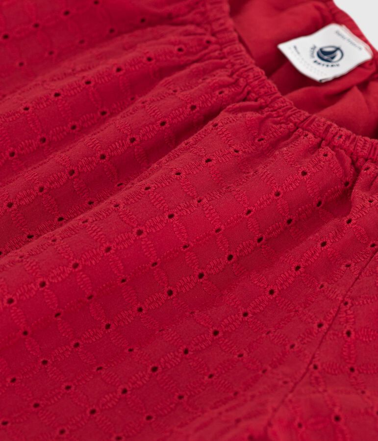 Blusa a maniche corte in cotone con motivo a fiori bambina rosso