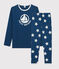 Pigiama a stelle unisex a costine blu MAJOR/bianco ECUME