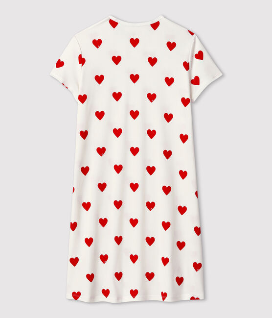 Camicia da notte ragazza in cotone motivo cuore bianco MARSHMALLOW/rosso TERKUIT