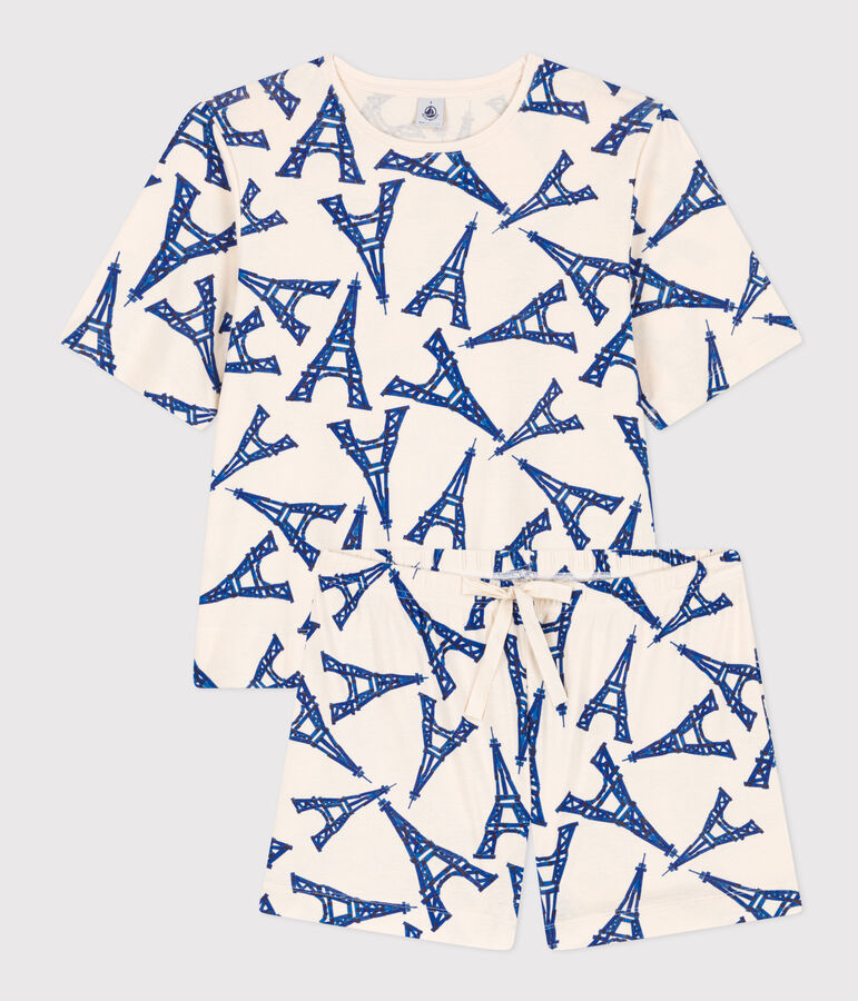 Pigiama donna corto in cotone motivo Parigi bianco AVALANCHE/ MULTICO
