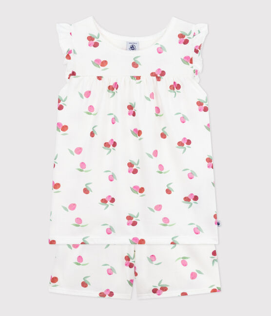 Pigiama corto in cotone con stampa di frutti bambino bianco MARSHMALLOW/bianco MULTICO