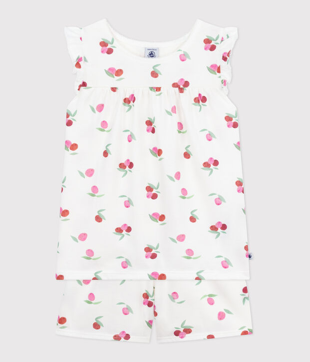 Pigiama corto in cotone con stampa di frutti bambino bianco/multicolore