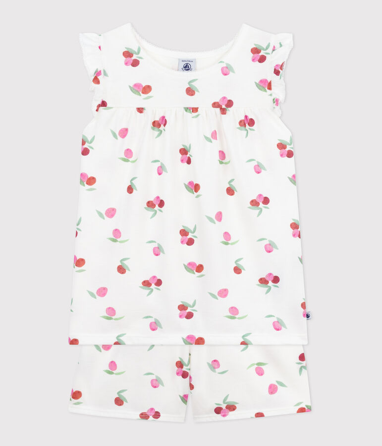Pigiama corto in cotone con stampa di frutti bambino bianco/multicolore