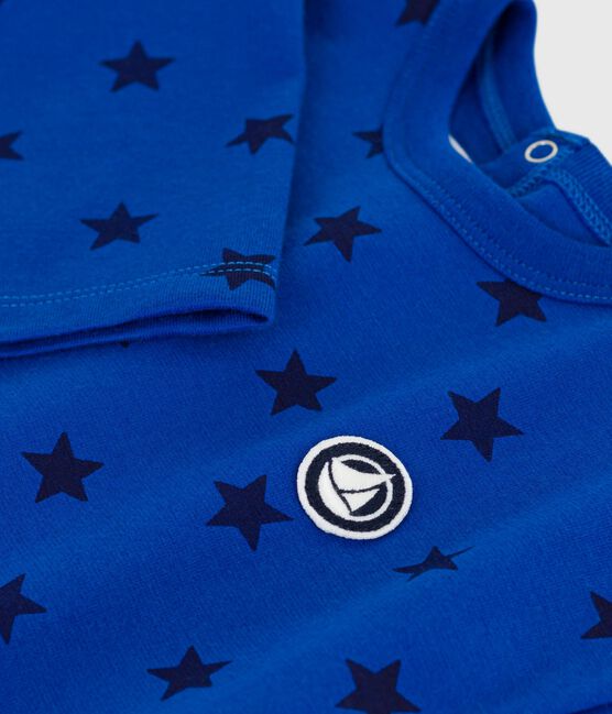 T-shirt a maniche lunghe in cotone con stelle stampate neonato blu OLYMPIC/ SOIR