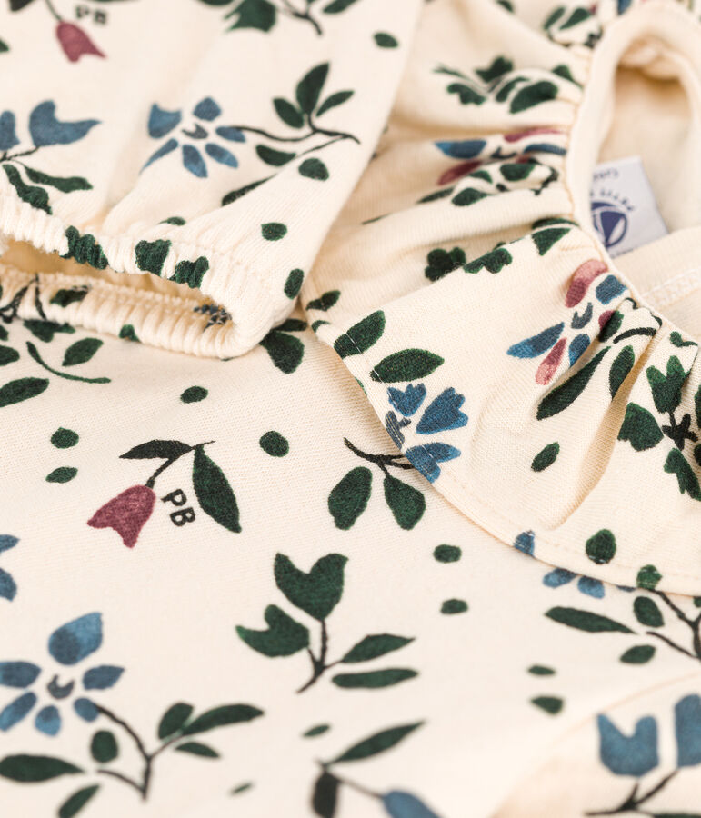 Blusa a manica lunga beb&egrave; in garza di cotone stampato ecru/multicolore