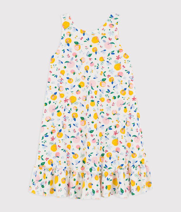 Abito senza maniche in cotone bambina bianco/multicolore