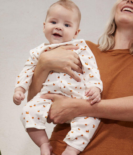 Bodyjama stampato in cotone bianco MARSHMALLOW/ ORANGE