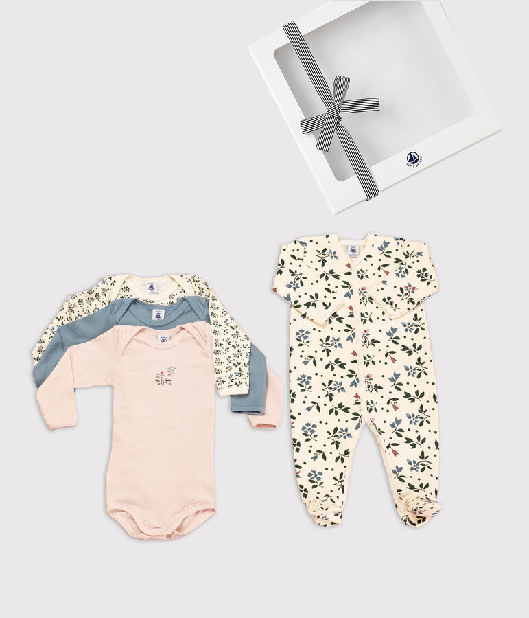 Confezione regalo neonato a fiori multicolore