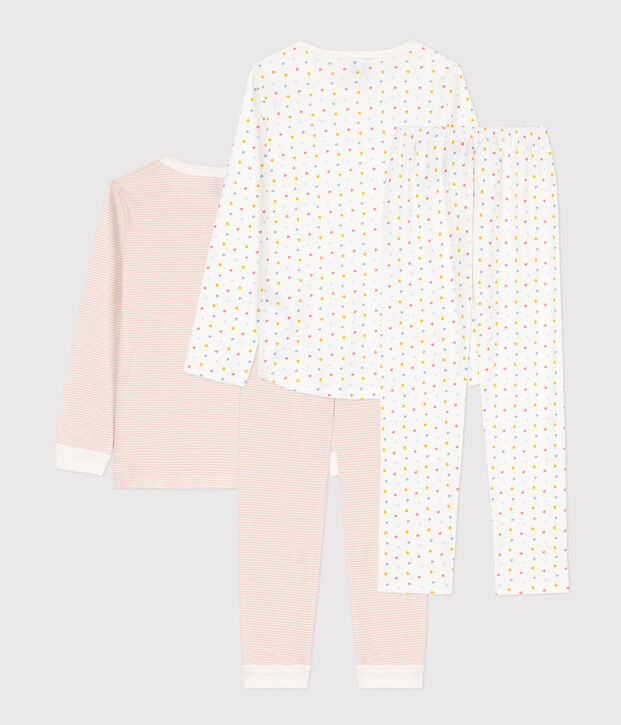 Confezione da 2 pigiami cuoricini in cotone bambina multicolore