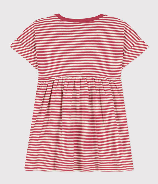 Abito bambina in jersey fiammato a righe rosa PAPI/beige AVALANCHE