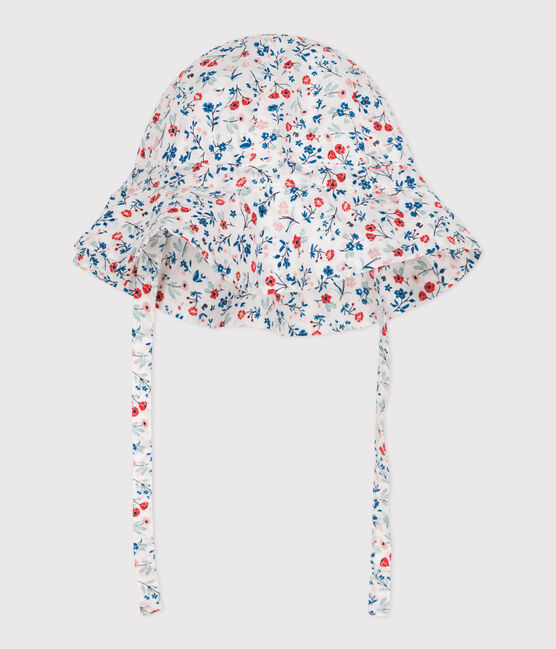 Cappellino in popeline con stampa a fiori neonata bianco MARSHMALLOW/bianco MULTICO