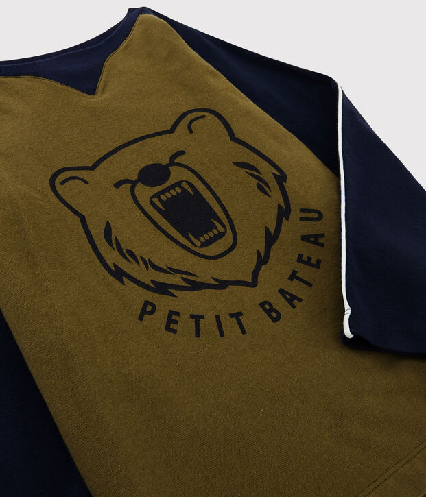 T-shirt serigrafata bambino verde/blu