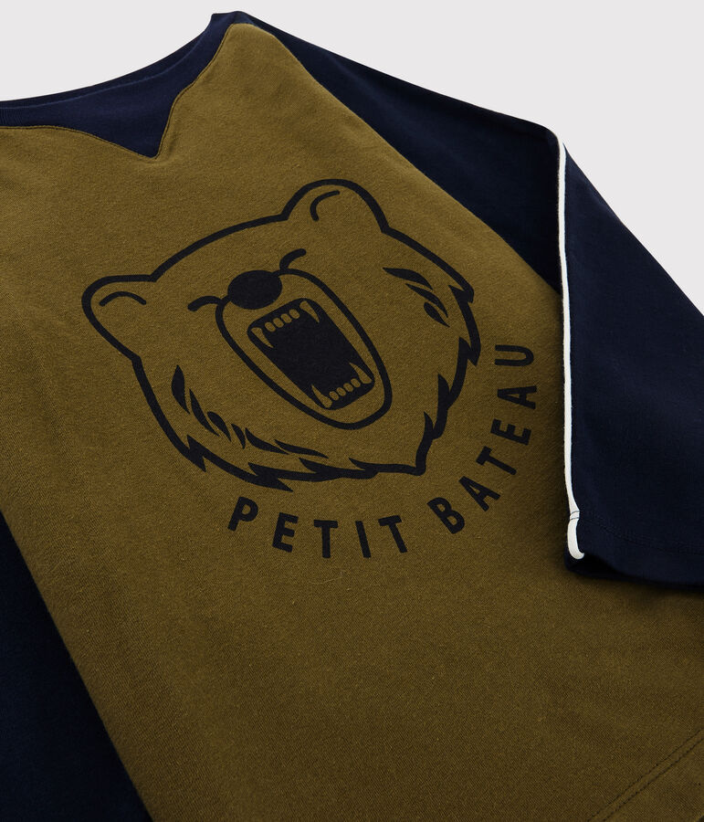 T-shirt serigrafata bambino verde/blu