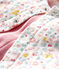 Completo 2 pezzi fiori rosa neonato in velluto rosa CHARME/bianco MULTICO