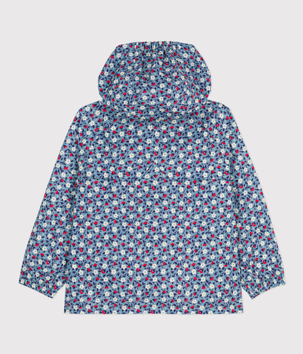 Giacca a vento in tessuto riciclato bambina blu/multicolore