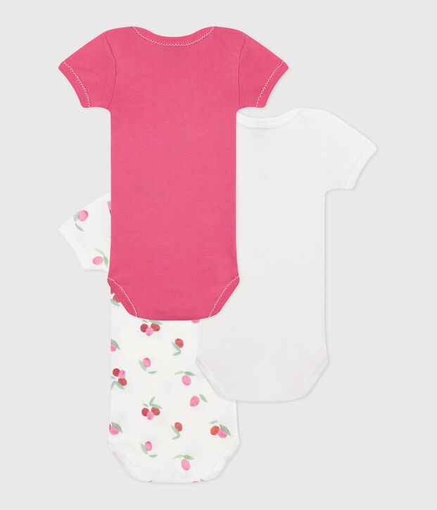 Set da 3 body a maniche corte in cotone a fiori neonato multicolore