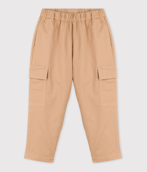 Pantaloni cargo bambina / bambino in twill beige