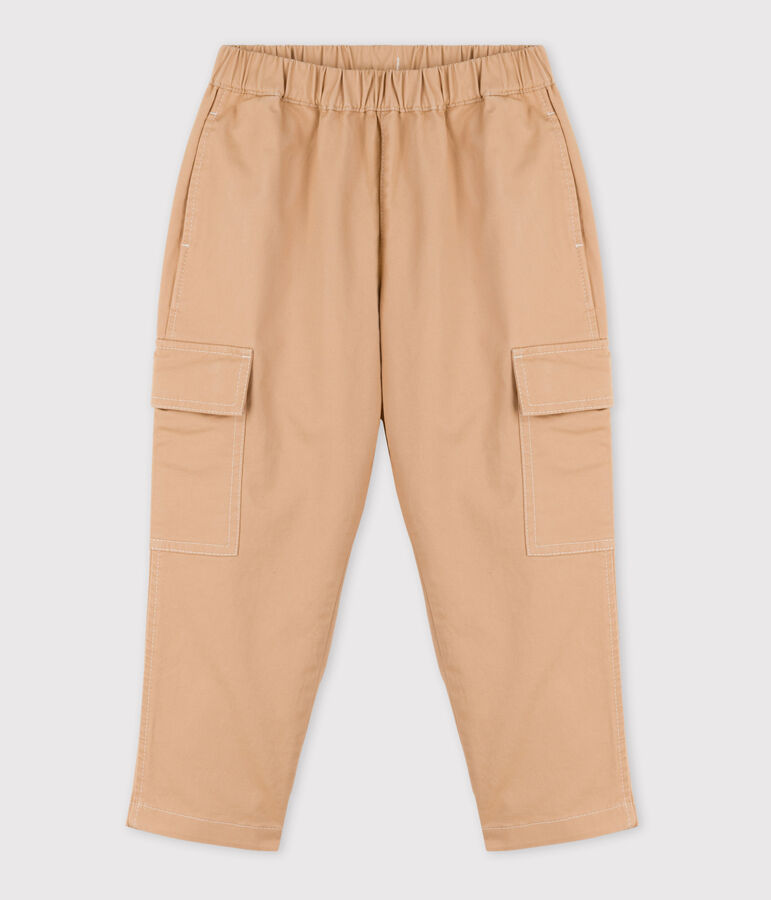 Pantaloni cargo bambina / bambino in twill beige TRENCH