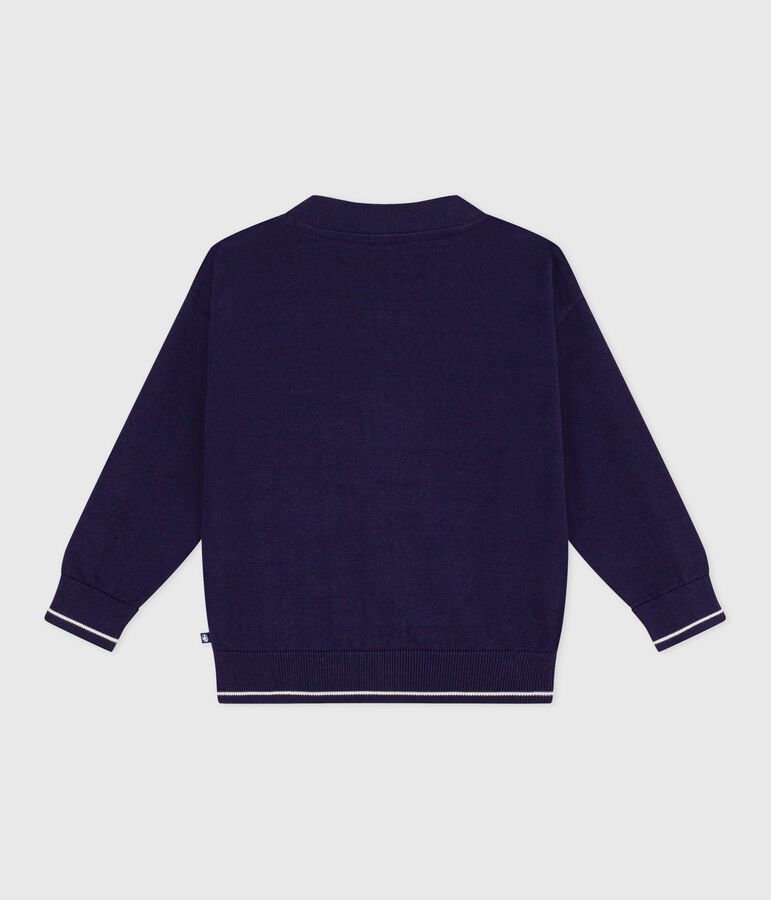 Cardigan in cotone tinta unita bambino blu