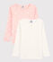 Confezione da 2 t-shirt bambina a maniche lunghe fantasia stellata in cotone variante 1