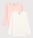 Confezione da 2 t-shirt bambina a maniche lunghe fantasia stellata in cotone
