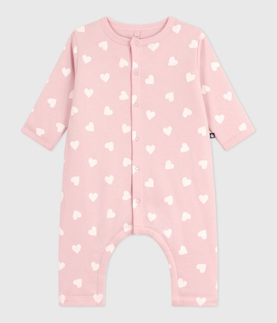 Tutina imbottita in cotone con stampa a cuori neonata rosa JOLI/ MILK