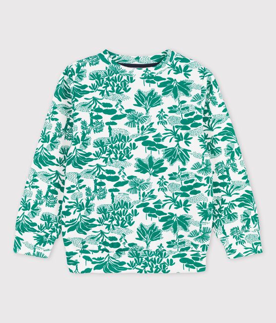 Felpa in molleton bambino bianco MARSHMALLOW/verde GAZON