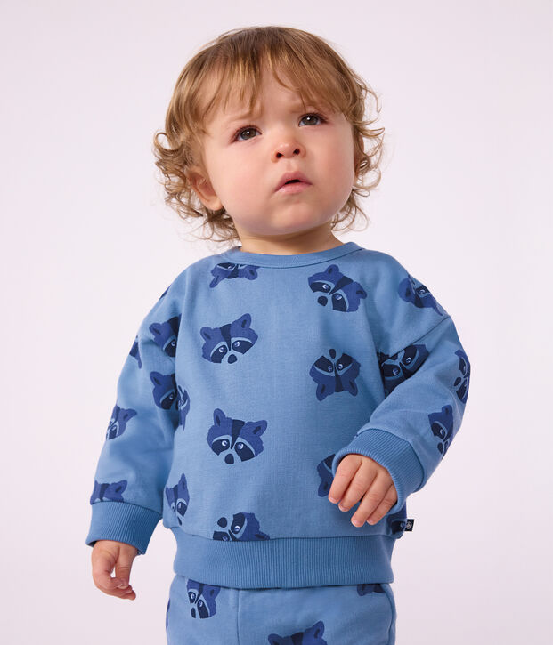 Set felpa e pantaloni in cotone con stampa animalier neonato blu/multicolore